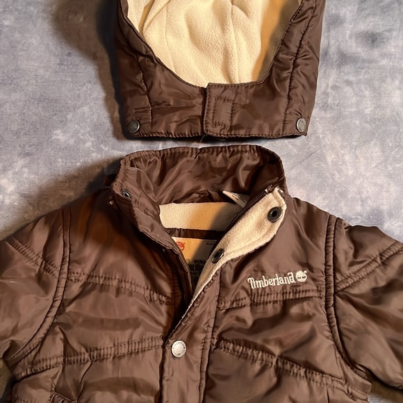 🥳 Host Pick 🥳 - Timberland Kids Parks Snap Front Removable Hood Jacket size 12M - Picture 15 of 16